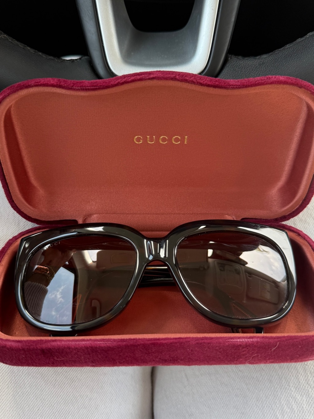 Gucci Oversized Tortoise Shell Sunglasses with Brown Lenses